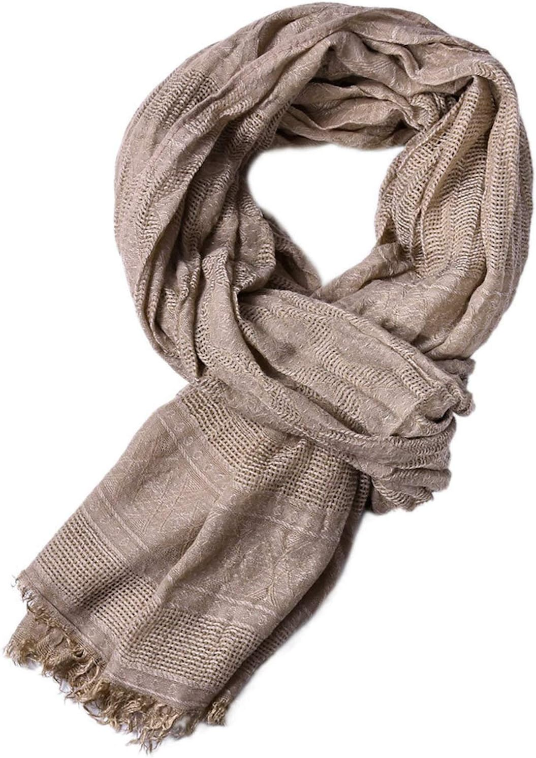 Elonglin Men'S Soft Cotton Scarf, Fold Fringe Design Scarf Warm Gentleman Neckwear Business Casual Scarf Plaid/Stripe/Solid