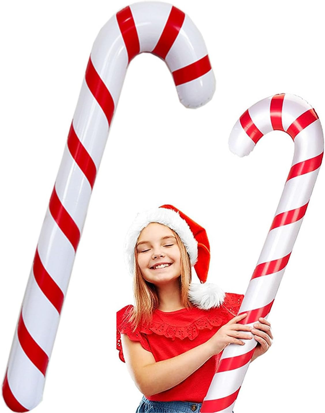 Soochat Inflatable Candy Canes Balloons Inflatable Christmas Candy Cane for for Christmas Indoor and Outdoor Party Decorations Winter Holiday Supplies (Red) image number 6