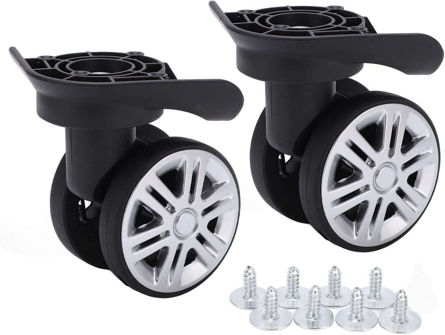 KOSDFOGE Replacement Wheel for Suitcase, 2 Pcs Luggage Swivel Wheels Suitcase Swivel Casters Repalcement Double Row Wheels