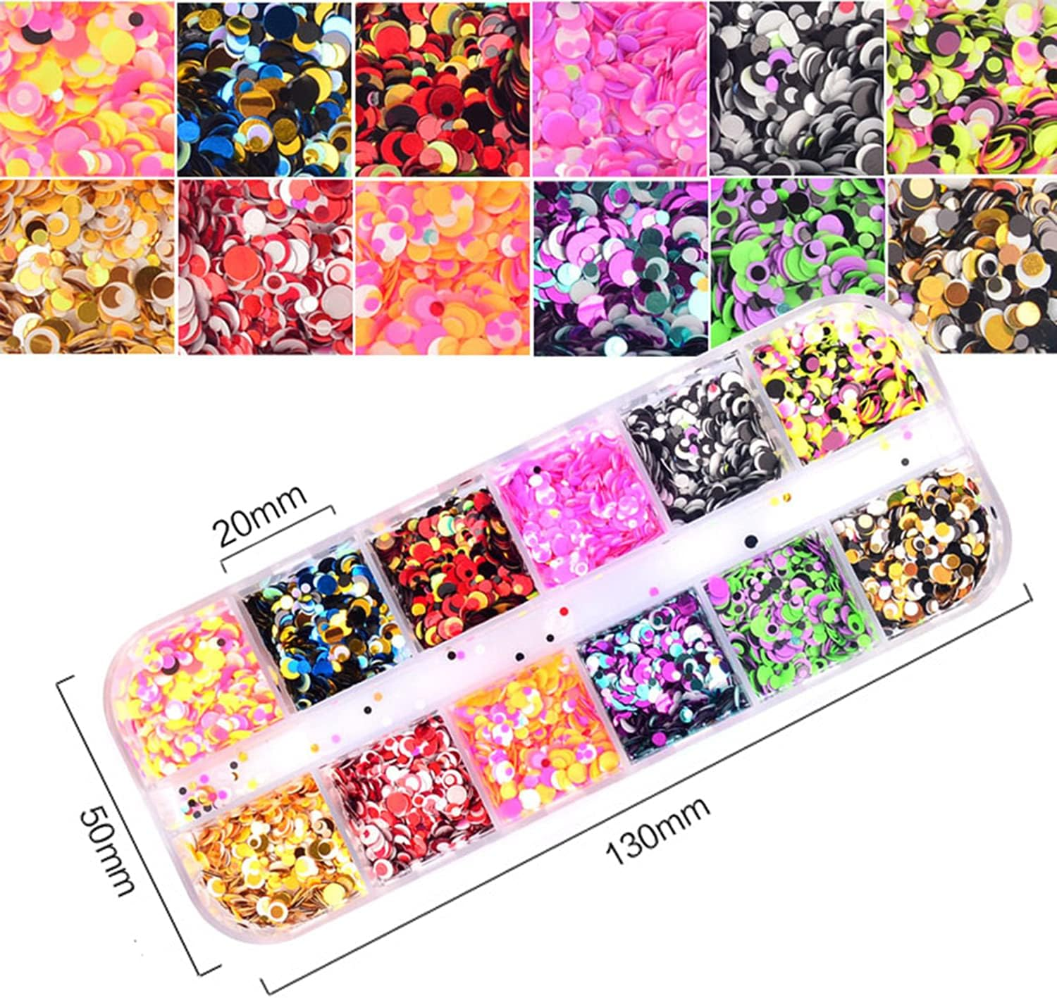 12 Colors Laser Mixed Circle Nail Glitter Sequins 3D Nail Art Accessories Holographic round Shape Flakes Nail Art Design Acrylic Nails Supplies Women Manicure Beauty Decor DIY Crafts Decorations - Silver image number 6