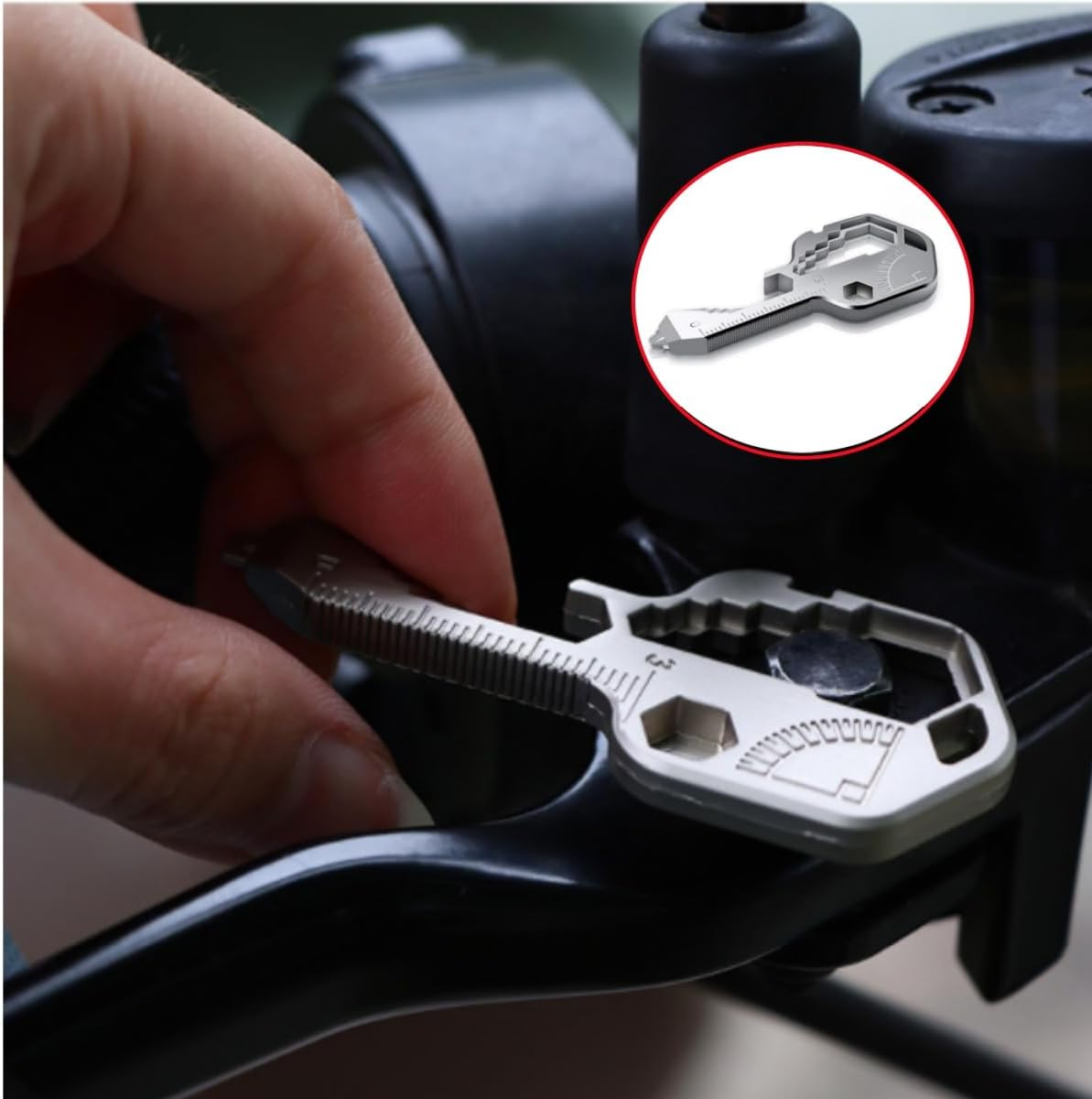 2Pcs 24In 1 Multi-Function Portable Key Chain Accessories, Pocket Hand Tools Outdoor Camping Key Chain, Mini Wrench with Corkscrew, Corkscrew, Ruler (Silver) image number 4