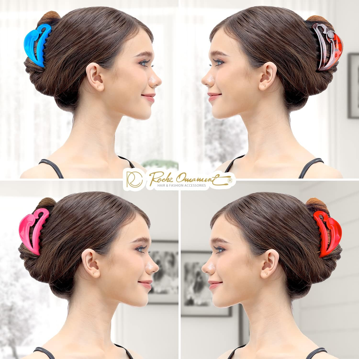 RC ROCHE ORNAMENT 6 Pcs Womens Hair Clips Claws Jaw French Barrette Clutcher Interlocking Teeth Strong Hold No Slip Grip Clasp Clamp Minimal Beauty Fashion Accessory, Large Jelly Sweet Multicolor - Jelly Sweet Multicolor image number 6