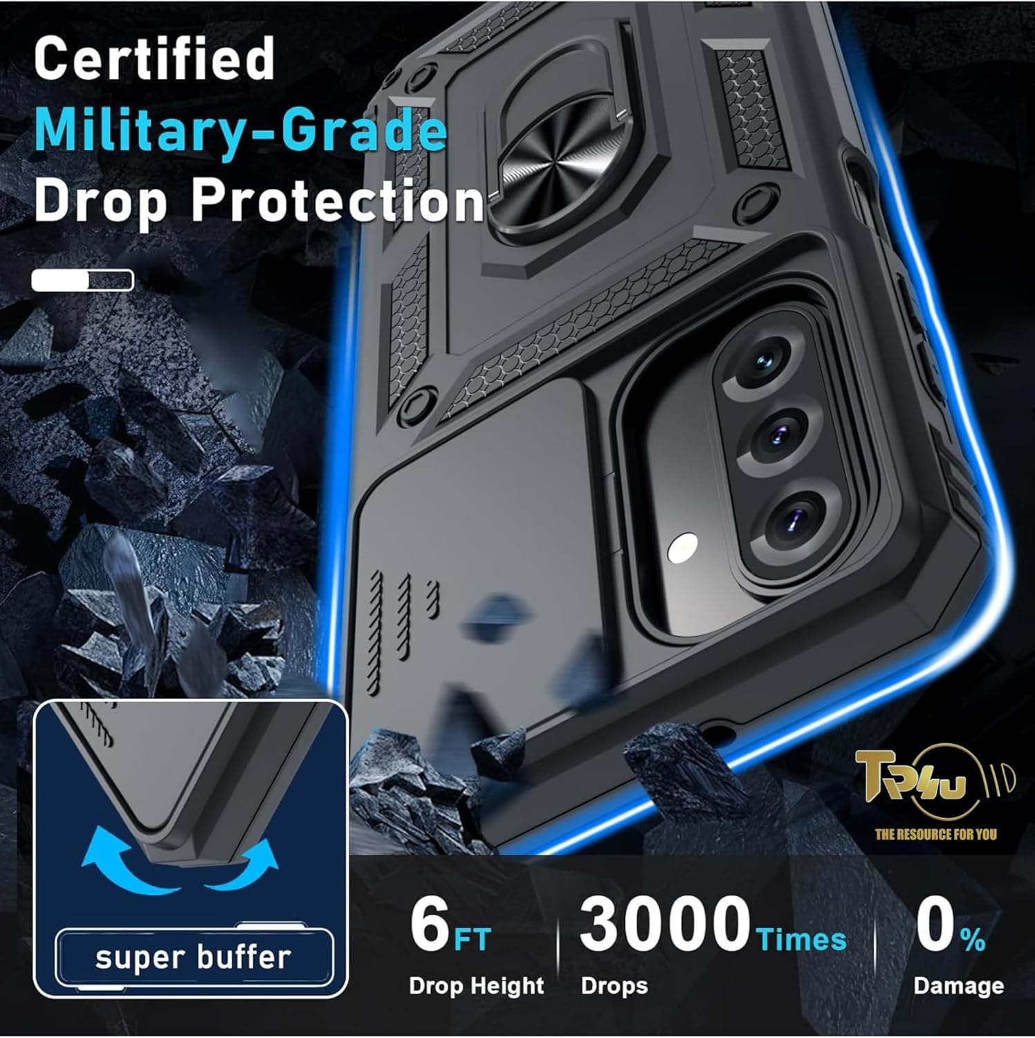 TR4U the Resource for You 2 in 1 Ring Kickstand Armor Case with 1-Pack Screen Protector Compatible with Samsung Galaxy A17 [Shockproof][Military Grade Protection] Protective Case for A17 (2025) image number 2