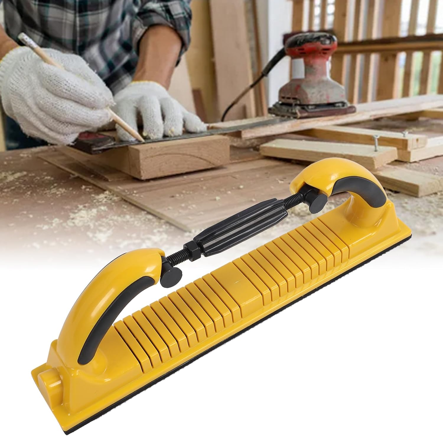 Longboard Hand Sanding File Block, Adjustable Radius Hand Sander Block with Design, Dust Extraction Sandpaper Block for Automotive Flocking Sticky, Wood Furniture image number 3