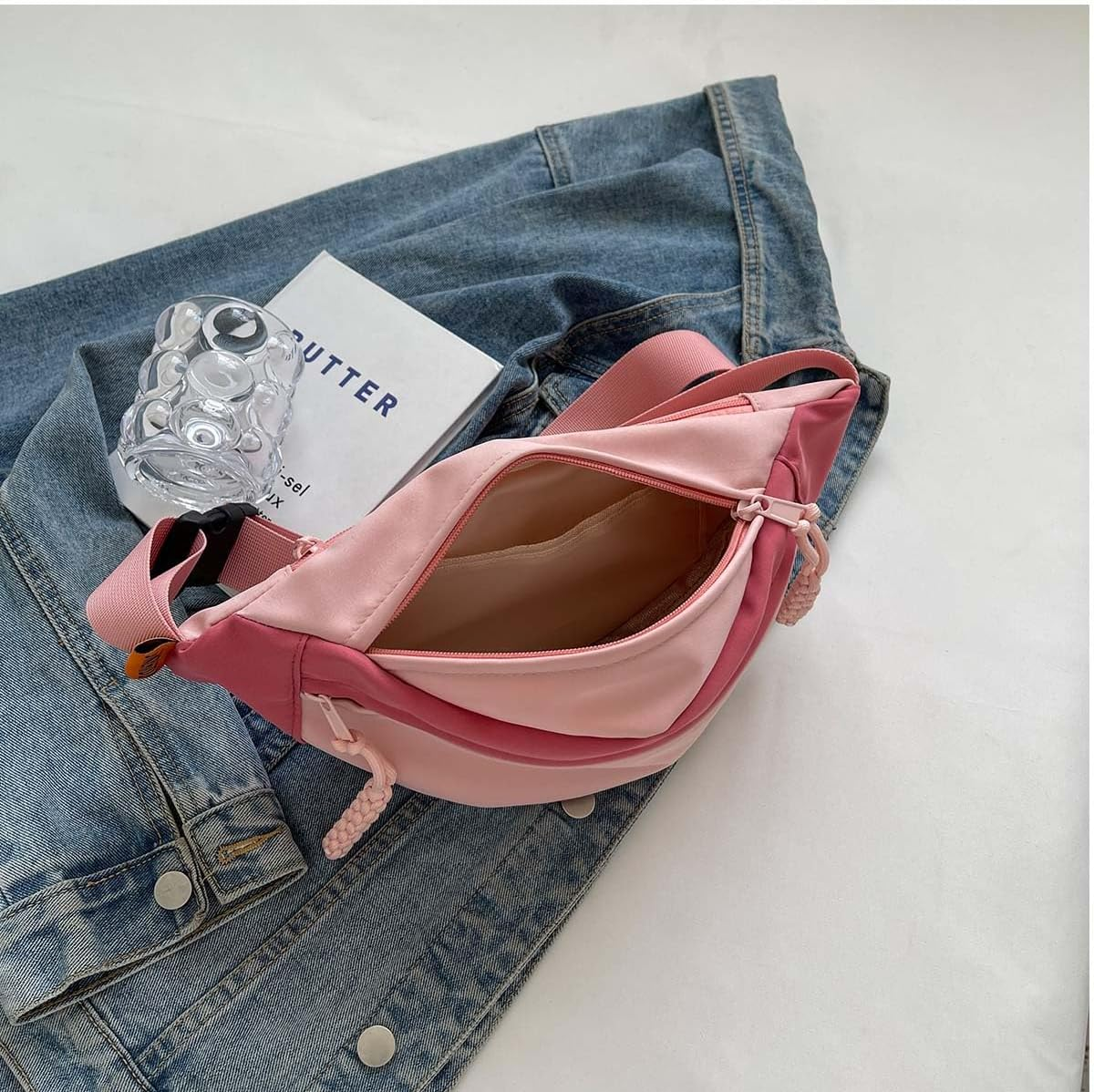 Men and Women'S Oxford Belt Bags Shoulder Bag with Adjustable Shoulder Strap and Zipper Pockets for School and Travel-Gray image number 3