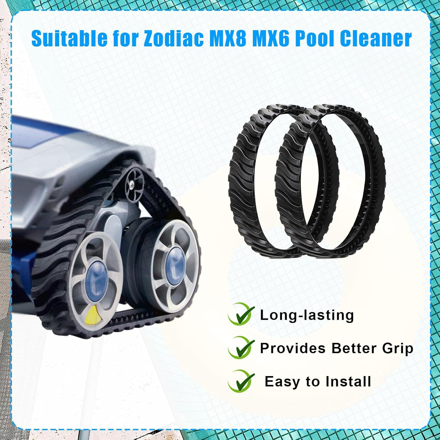 PEUTIER Pool Cleaner Replacement Parts Kit for Zodiac MX6 MX8 MX6EL MX8EL Elite, R0796200 Pool Cleaner Drive Shaft Mounting Accessories image number 1