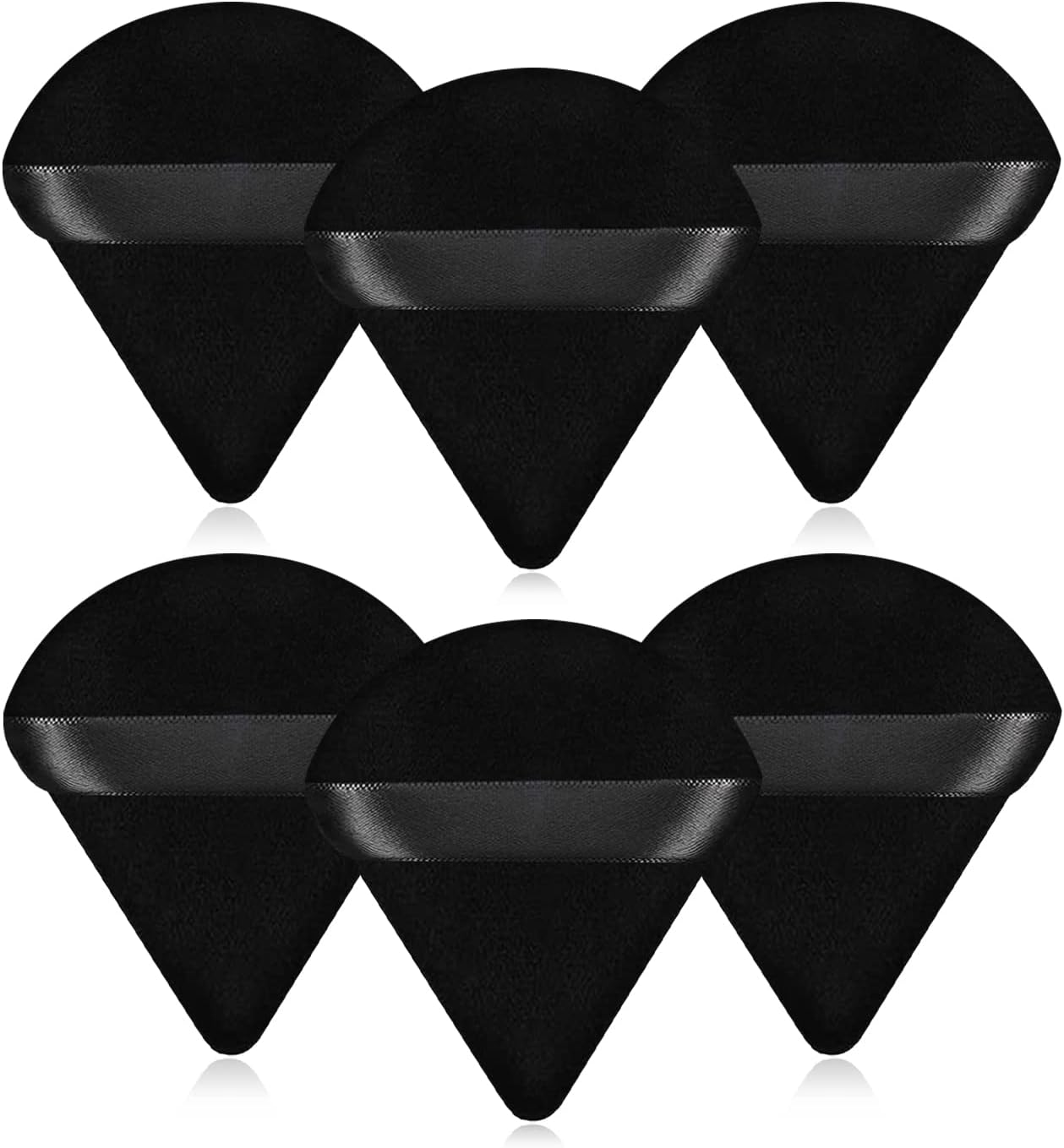 6 Pcs Powder Puff Face Soft Triangle Makeup Velour Powder Puffs for Loose Powder Mineral Powder Body Powder Cosmetic Foundation Wedge Shape Puff Beauty Powder Wet and Dry Use Makeup Tool-Black