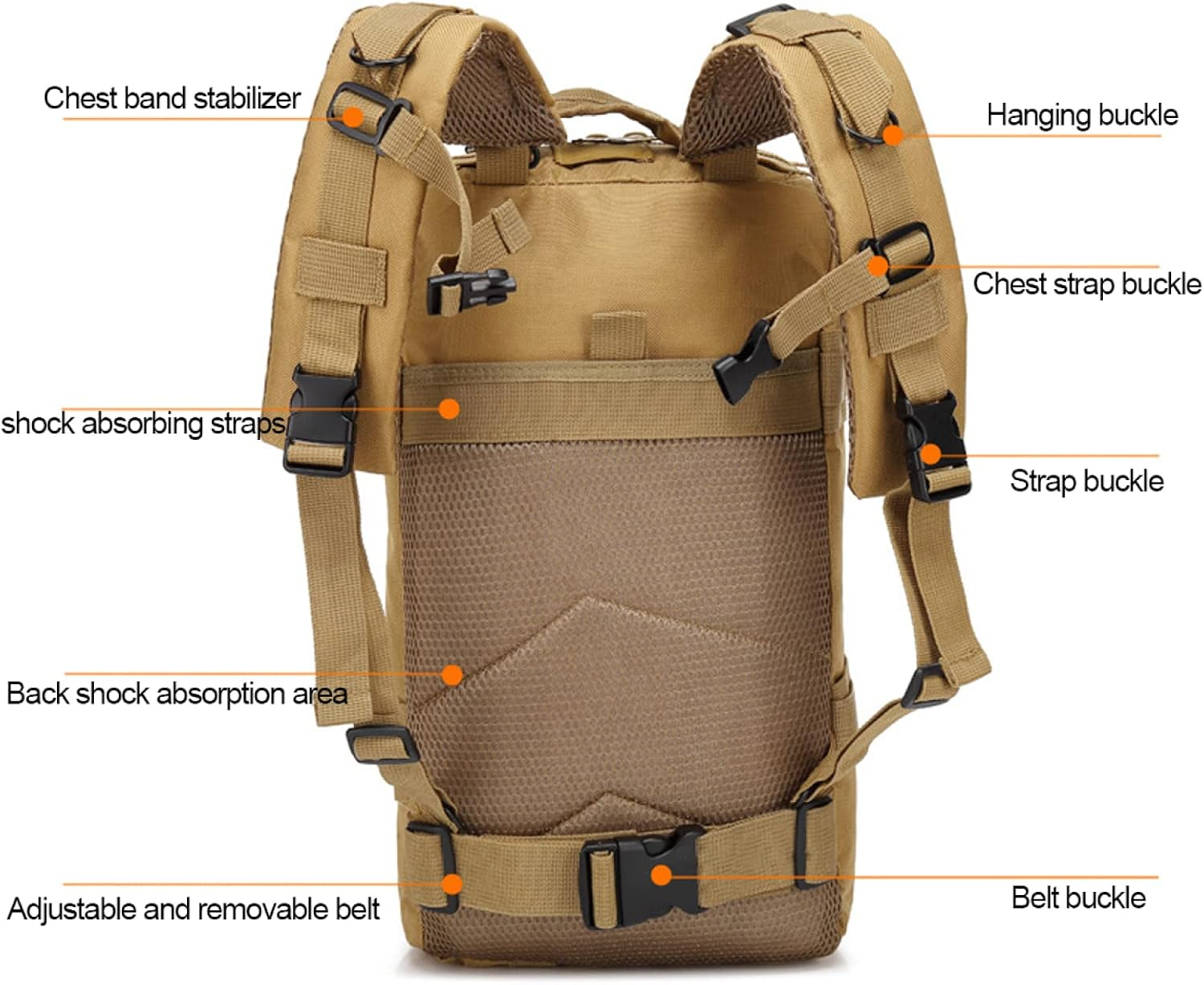 30L Mountaineering Outdoor Multifunctional Backpack 3 Days Tactical Backpack Military Tactical Backpack Assault Pack for Hiking Camping Trekking Hunting,Armygreen image number 5