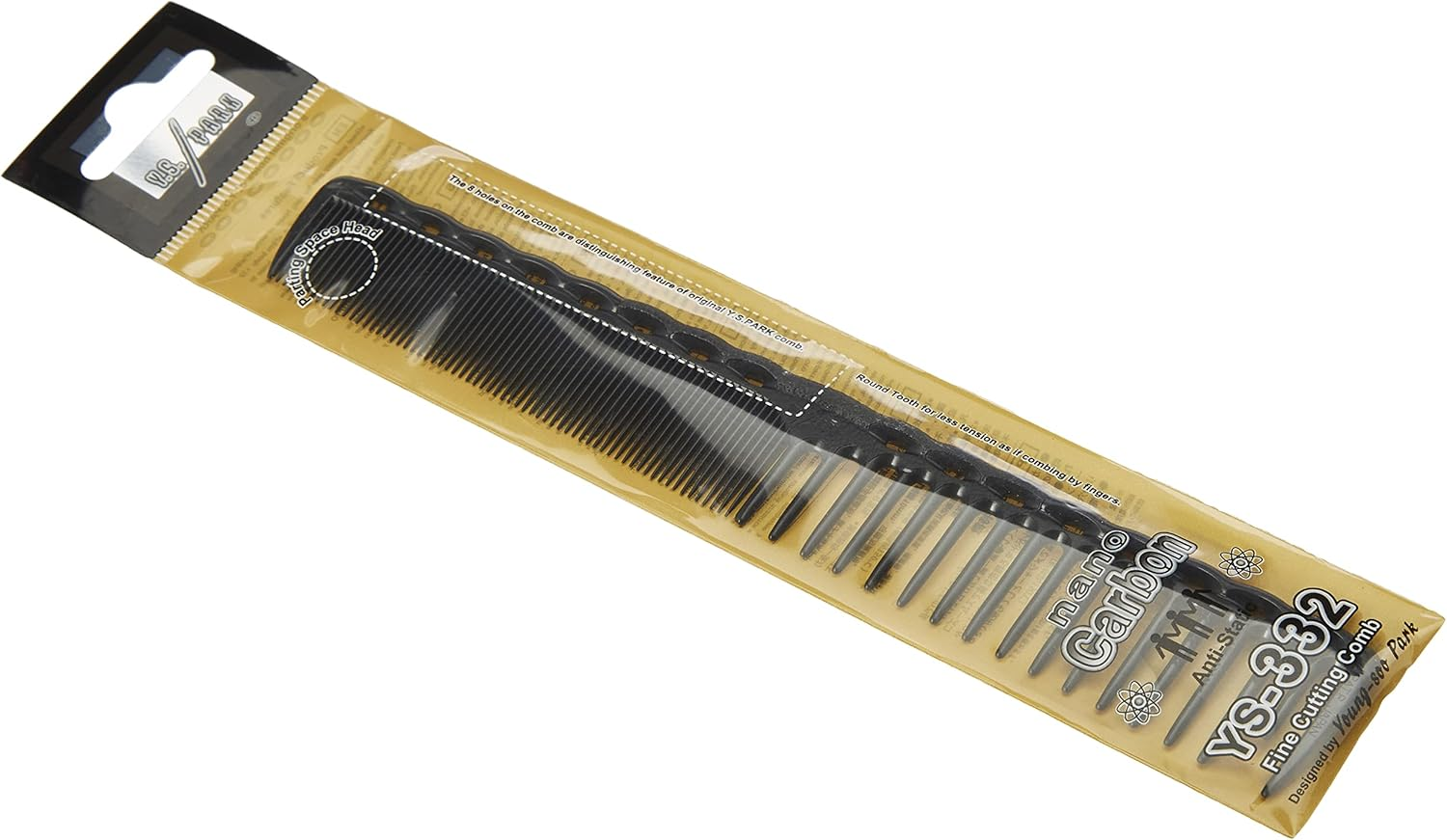YSPARK Y.S.PARK YS-332 Cutting Comb, Carbon Black, 1 Piece