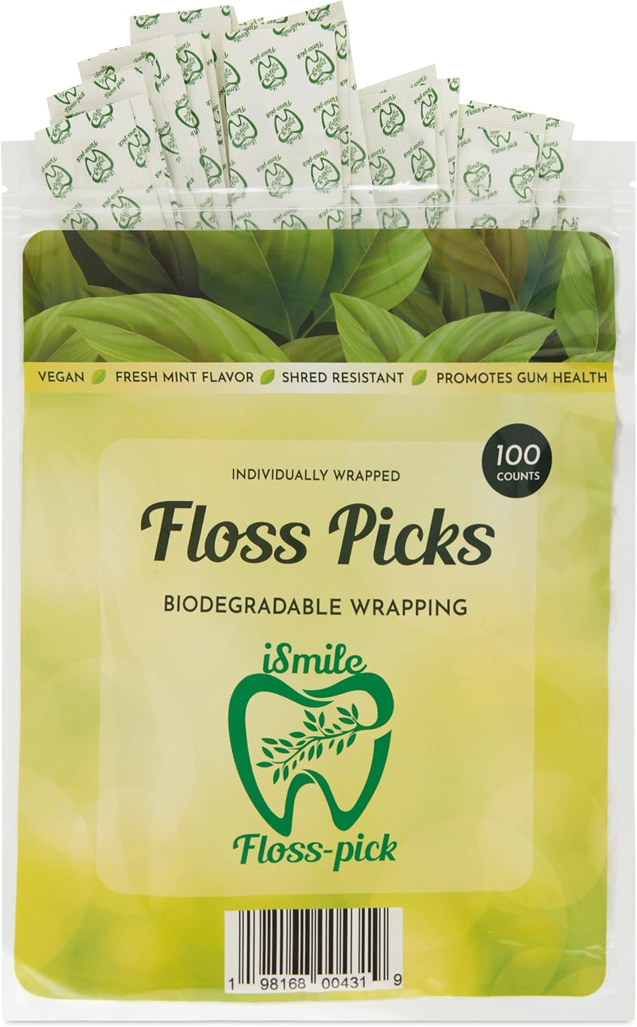 I-Smile Dental Floss Picks Individually Wrapped in Biodegradable Paper, Extra Mint Flavor, Promotes Gum Health, Shred Resistent image number 3