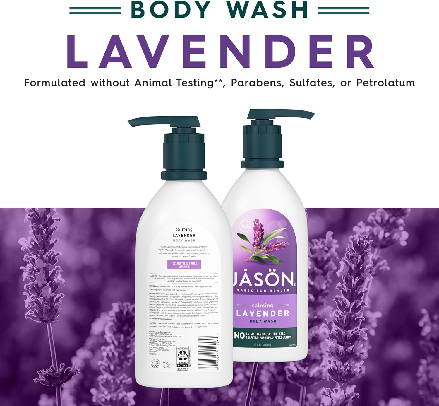 Jason Natural Cosmetics Body Wash, Lavender, 887ML image number 3