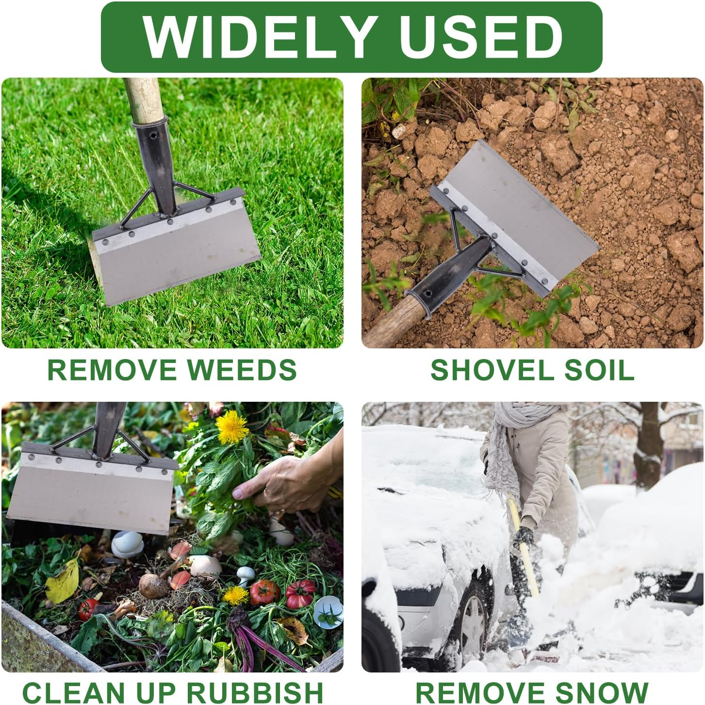 Multifunctional Garden Cleaning Shovel, 21Cm Outdoor Cleaning Shovel Manganese Steel Square Garden Shovel Weed Scraper Shovel Gardening Tool for Removing Weed Snow (Without Handle) image number 4