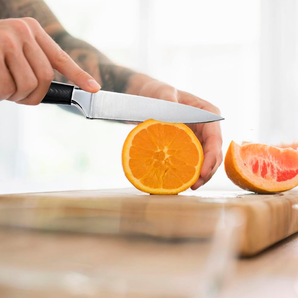 Paring Knife 3.5 Inch Small Kitchen Knife Manual Sharpened 5Cr15Mov Stainless Steel Fruit Knife Full Tang with 3 Rivets in Ergonomic Pakkawood Handle