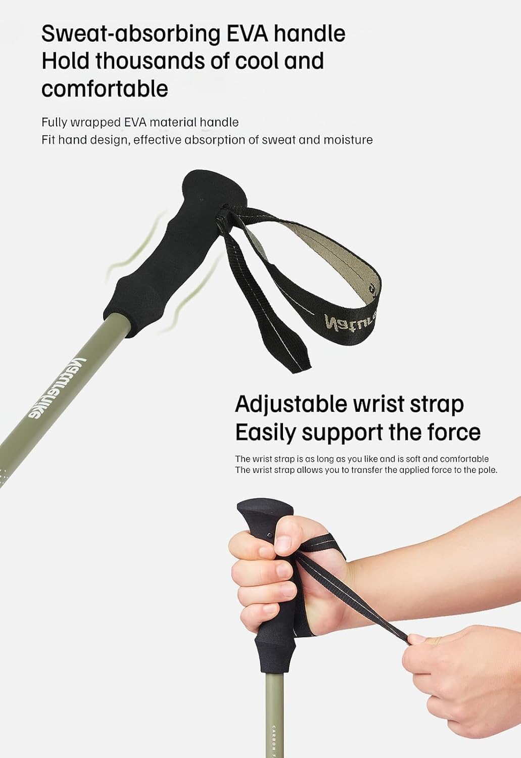 Naturehike 3K Carbon Fiber Trekking Poles-Collapsible and Telescopic 3 Section Ultralight Hiking Poles for Women Men Walking Poles Travel Backpacking Camping