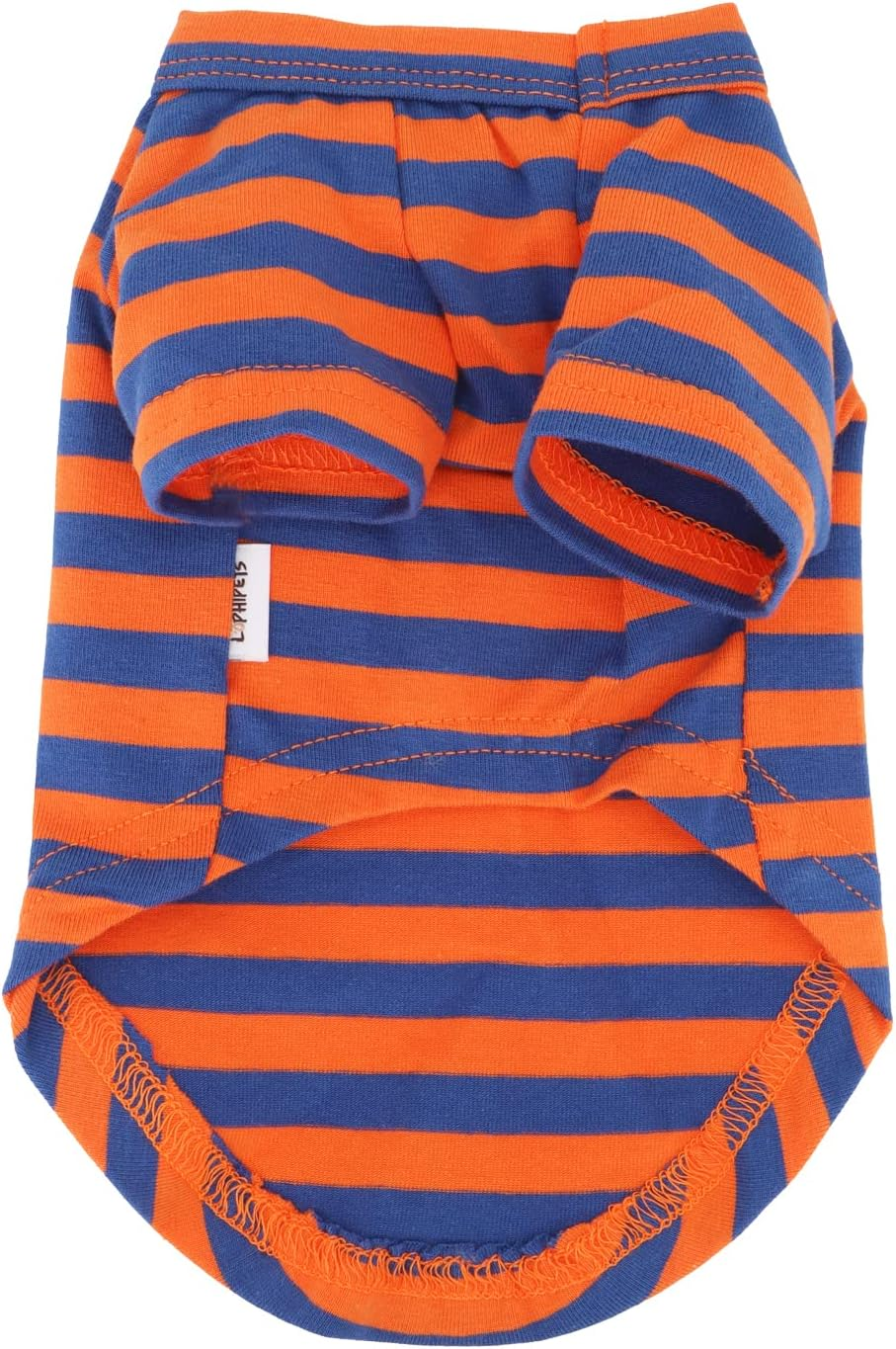 LOPHIPETS 100% Breathable Cotton Striped Dog Tee Shirt T-Shirt for Small Dogs Chihuahua Puppy Clothes -Orange and Blue Strips/M image number 1