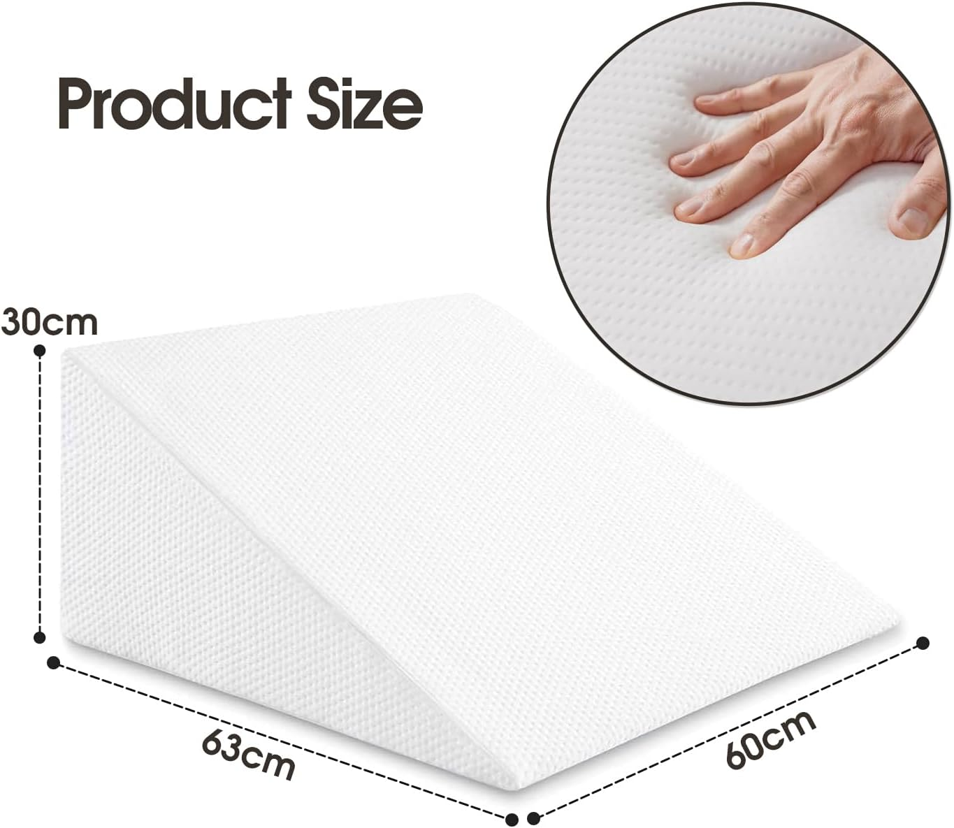 Clevinger Bed Wedge Pillow with Memory Foam, Triangle Pillow for Sleeping, Neck Pillow Back Pillow for Sitting in Bed, Back Support Cushion with Removable Cover (Wedge Pillow) image number 2