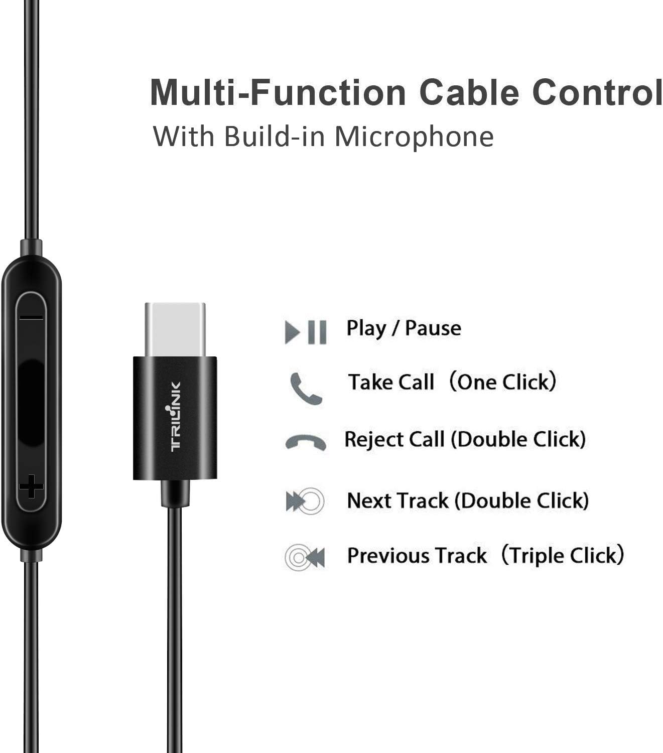 USB Type C Earbud Headphones Compatible with Xiaomi 10, 10 Pro, Mi 9, Mi 8, 8 Se, CC9 Pro, Mix 4, Mix 2, Mix2S, Redmi K40/K30/Pro, Note 8T/8/8 Pro/8A, Earphones with Mic and Volume Control image number 6