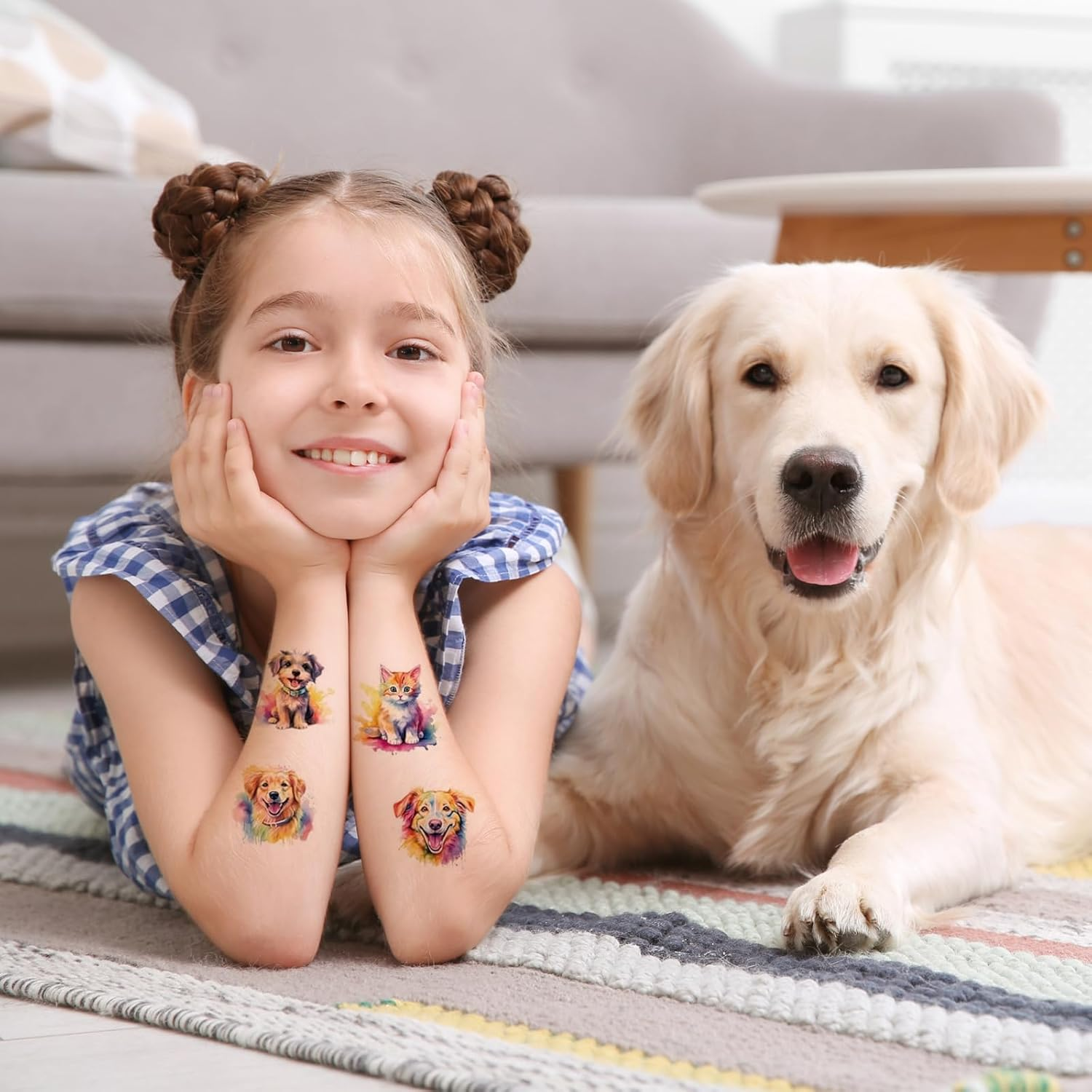 Pack of 10 Watercolour Animal Tattoos for Children, Waterproof Temporary Tattoos, Disposable Children'S Tattoos, Skin-Friendly, Adhesive Tattoos for Birthday Parties, Carnival Gifts, Classroom Rewards image number 4