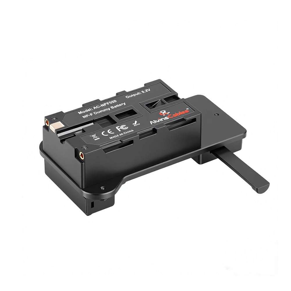 Alvin'S Cables NP-F Dummy Battery to V-Lock V-Mount Battery Plate for Sony NP-F970 F770 F550 for Atomos Shinobi Shogun Ninja V, for Hollyland Mars Transmission, Smallhd 702, LED Lights-Black