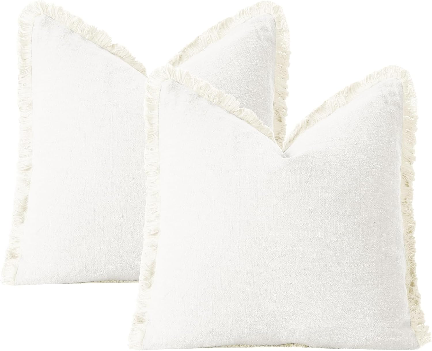 Square Pillow Covers 45X45Cm Set of 2 Cotton Pillow Covers with Fringe Soft Decorative Throw Pillows for Couch, Bed, and Home Decor White image number 5