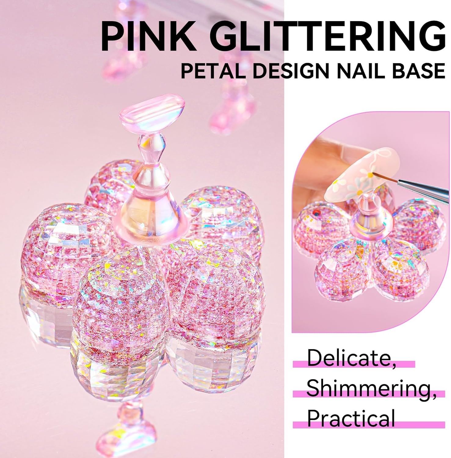 Makartt Nail Stand for Press on Nails Display Practice Art Magnetic Fake Nail Holder for Painting Nails Stand for False Nail Designs with Reusable Putty for Home DIY Beginner Salon Supplies