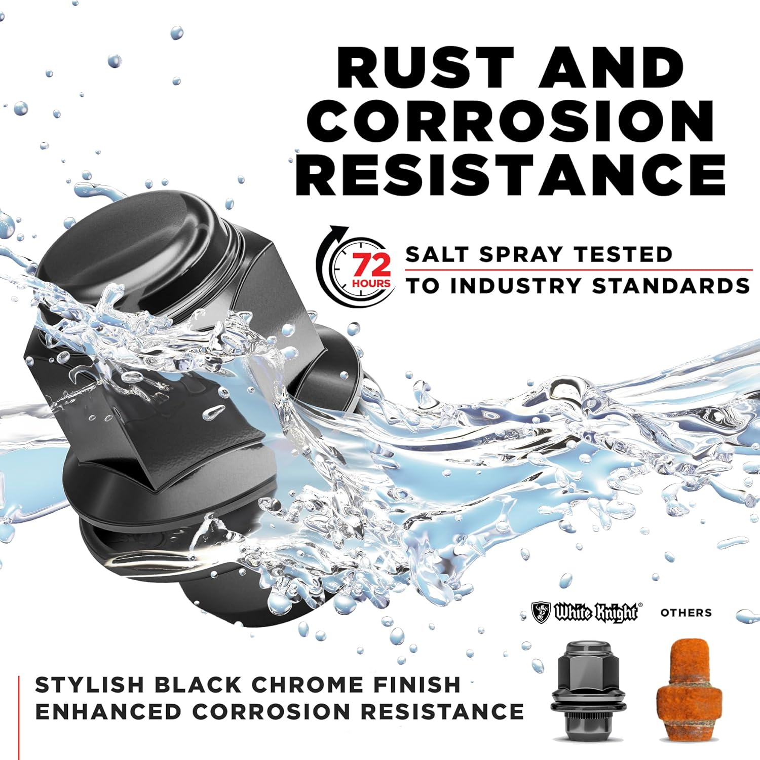 White Knight 5307L M12X1.50 Toyota SUV OEM Factory Style Mag Lug Nut with Washer, 4 Pack 1.47" Height Black image number 5