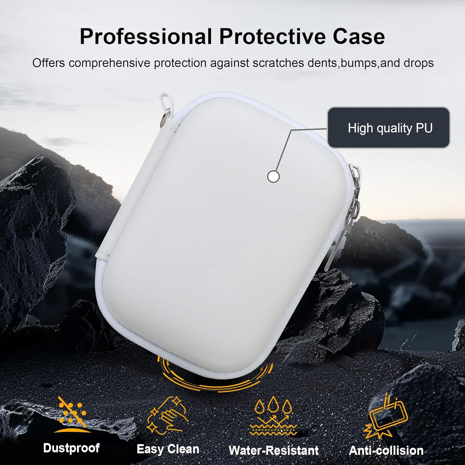 RAIALL Camera Case for Kodak PIXPRO FZ55/ FZ45 Digital Camera, Vlogging Camera Hard Carrying Case Protective Travel Bag, Mesh Pocket for Battery, Cable and SD Card, White image number 3