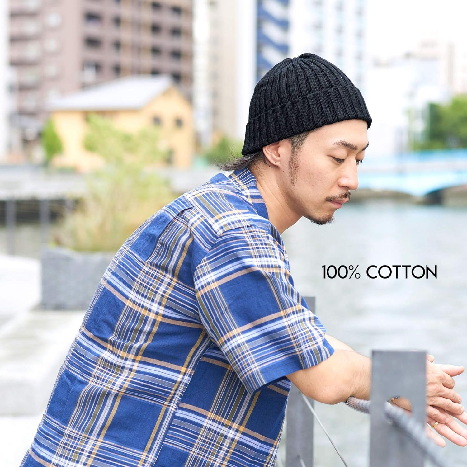 CHARM Mens Fisherman'S Beanie Hat - Cotton Slouch Cap Women Chemo Knit Winter - Black image number 6