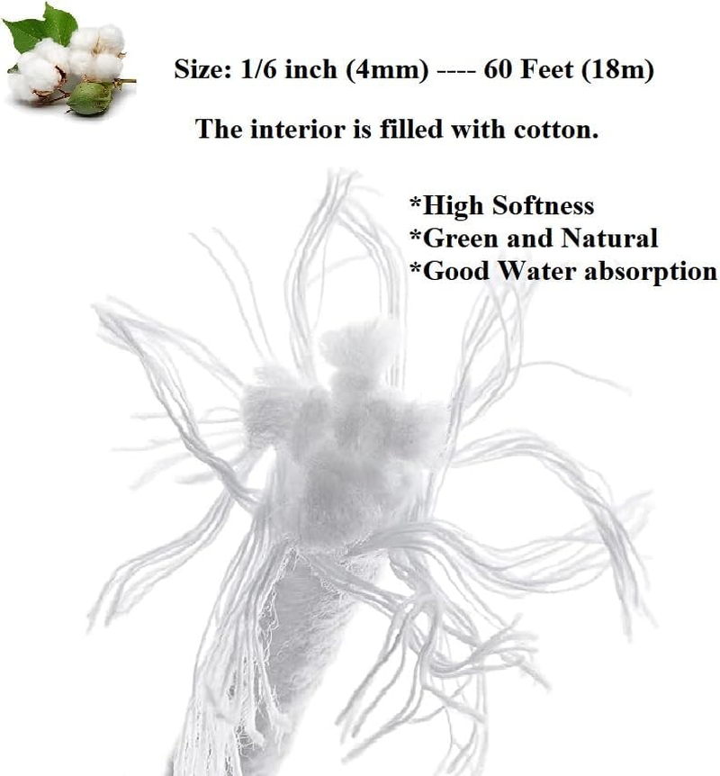 60 Feet Self Watering Capillary Wick Cord, DIY Auto Drip Irrigation Water Cotton Rope for 1/6 Inch Self-Watering Planter Pot image number 6