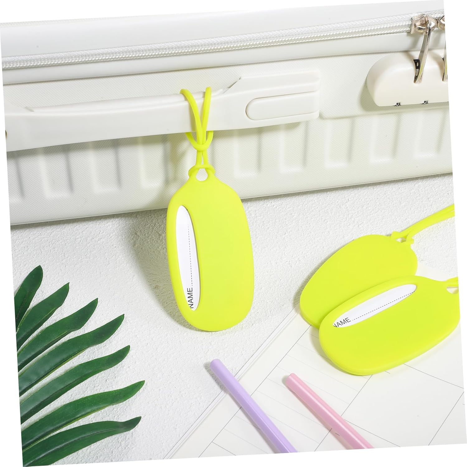 Healeved Silicone Luggage Tags Set of 3 Yellow-Green Suitcase Name Tags for Travel Bags Sturdy Identification Labels for Suitcases and Luggage