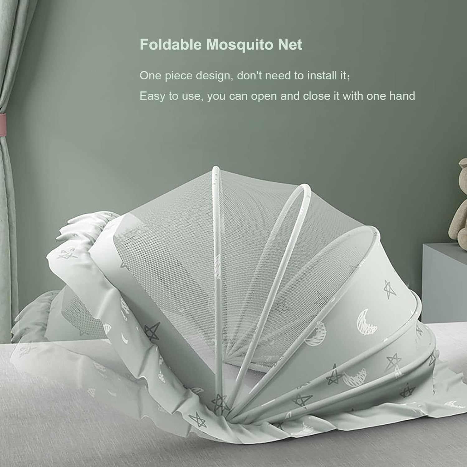 Baby Mosquito Net Bed Tent Kids Portable Folding Crib Cover Bassinet Mosquito Net Cover to Keep Cats Out, Breathable Foldable Cots Bottomless Crib Net Sun Shelter