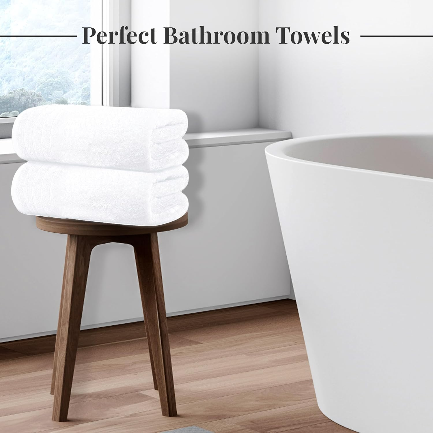 Tens Towels Large Bath Towels, 100% Cotton Towels, 30 X 60 Inches, Extra Large Bath Towels, Lighter Weight & Super Absorbent, Quick Dry, Perfect Bathroom Towels for Daily Use (Pack of 4) (White)