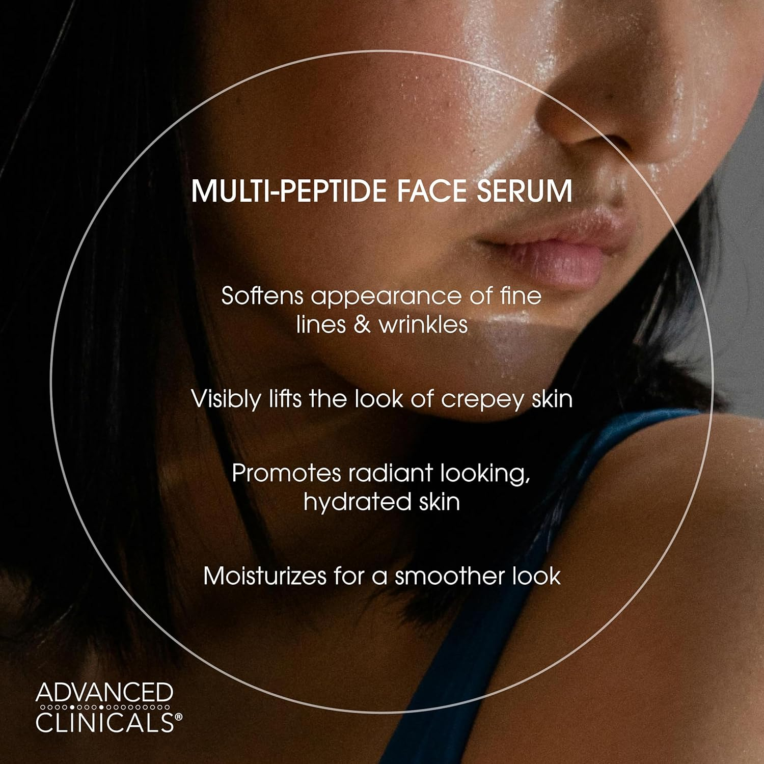 Advanced Clinicals Multi Peptides Serum for Face | Visible anti Aging Hydrating Collagen Peptide Facial Serum with Vitamin E Helps Improve Look of Wrinkles, Puffiness, & Uneven Skin Tone, 1.75 Fl Oz - Puffy Eye Correcting Serum image number 3