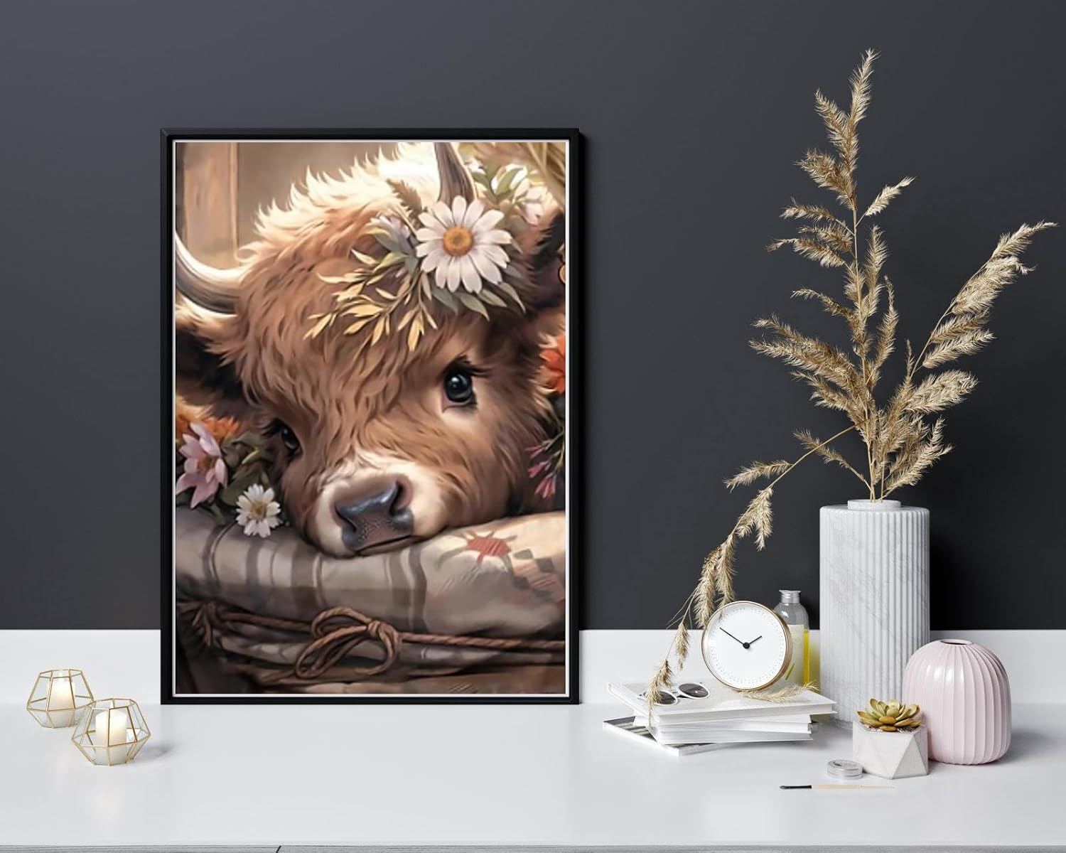 Diamond Painting Kits for Adults, 5D Diamond Art Painting Cattle Art for Adult,Diy Full round 5D Diamond Drill Kit,Gem Art Craft Home Decor,Wall Painting Kit 16X12 Inch image number 3