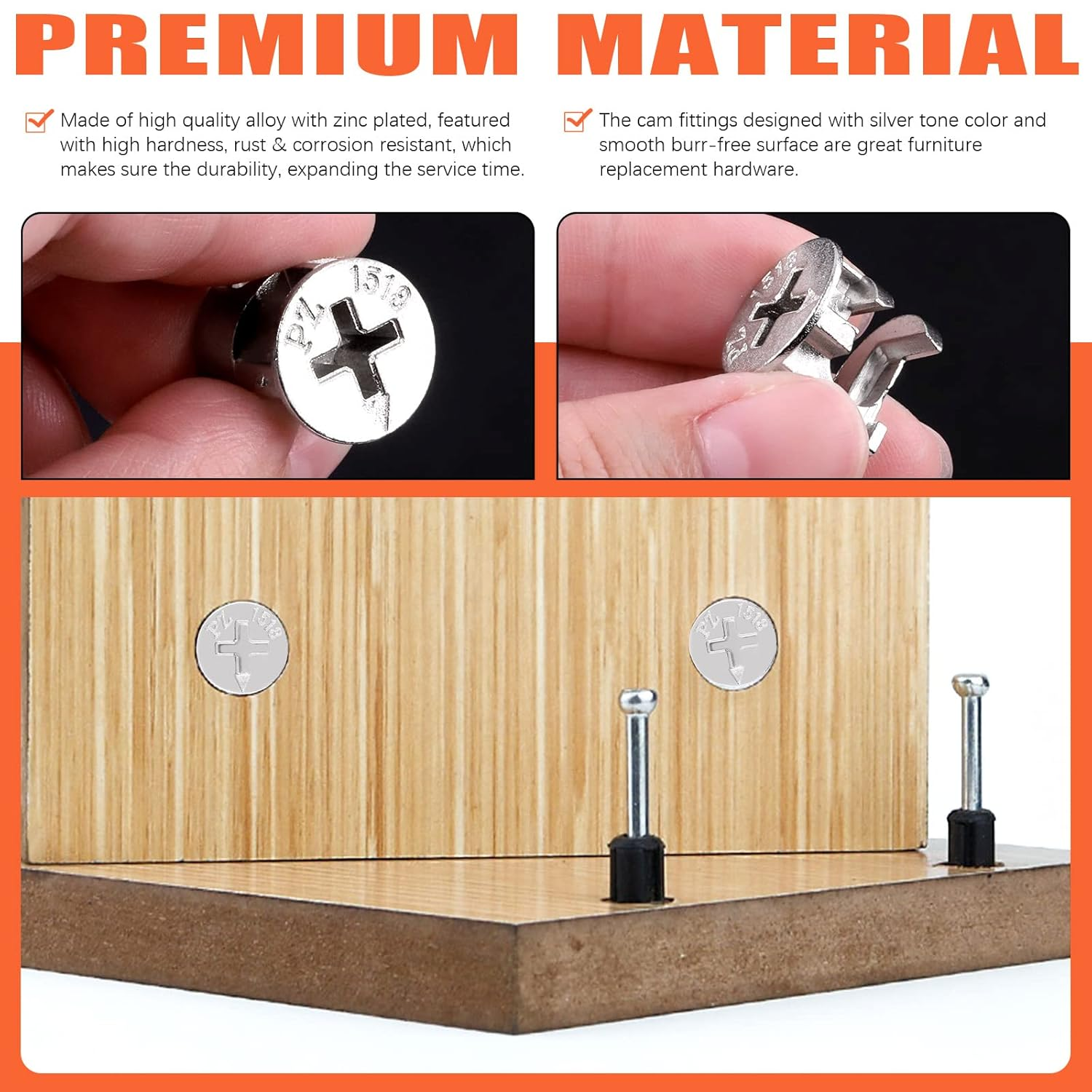 Tanstic 100Pcs 4 Sizes Furniture Connecting Cam Lock Fittings, Fastener Cabinet Connectors Hardware Bolts Lock Nut image number 6