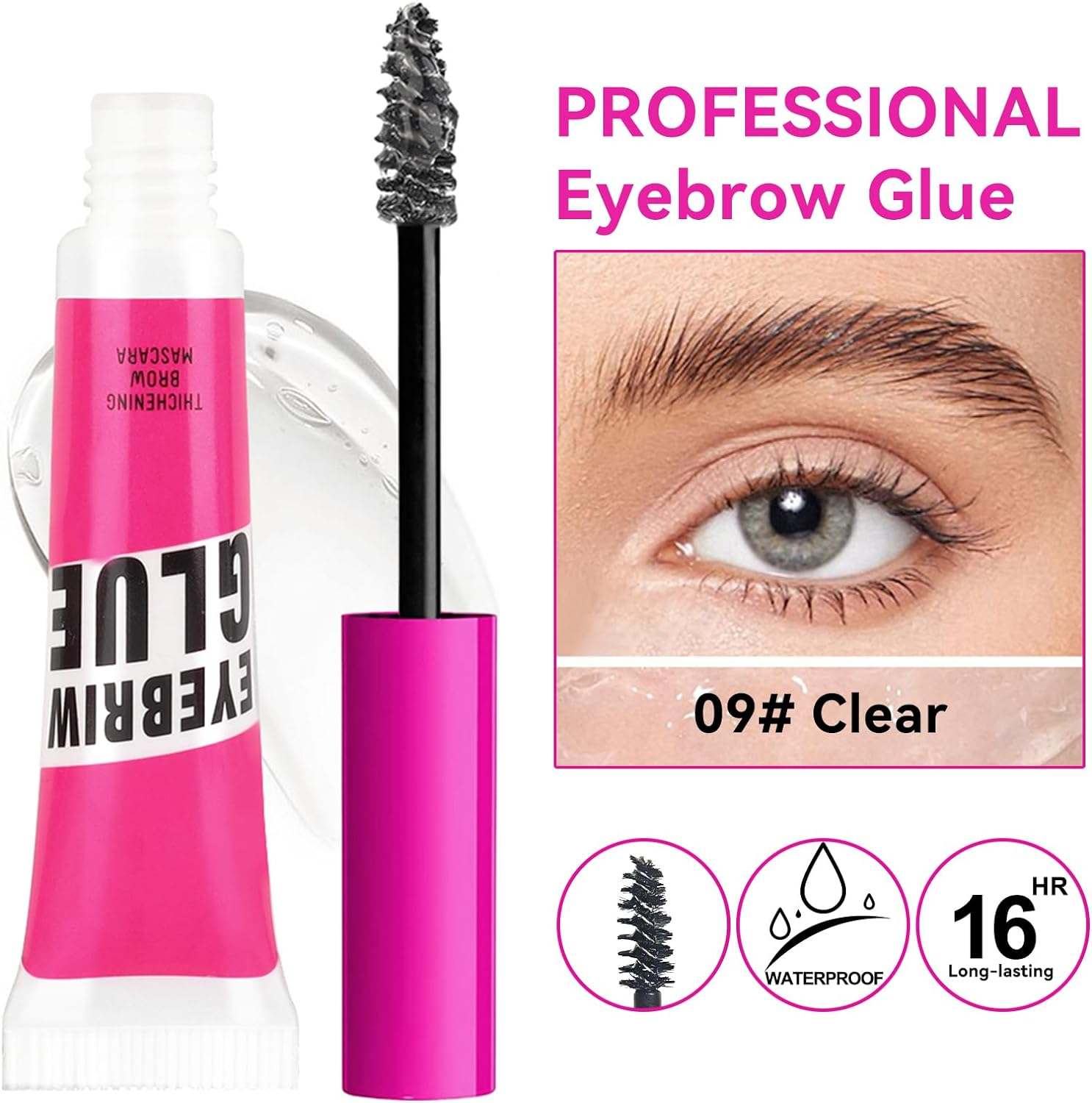 Erinde 2PC Clear Eye Brow Glue Kit, Professional Makeup Extreme Hold Eyebrow Gel, Waterproof Longwear Creates Natural Fluffy Feathered Look, with 1 Brow Razor & 1 Brush #01 image number 5