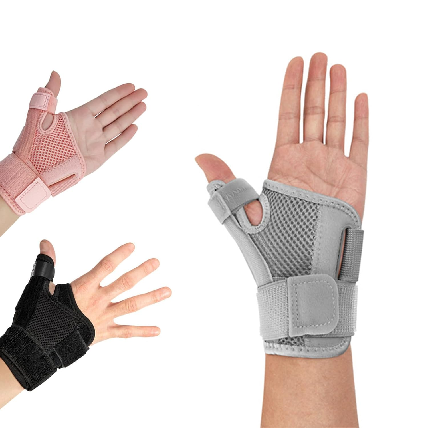 Thumb Brace, Adjustable Right and Left Thumb Wrist Stabilization Support，Thumb Spica Support Strap for Arthritis, Tendonitis & De Quervain- Universal Size (Gray)