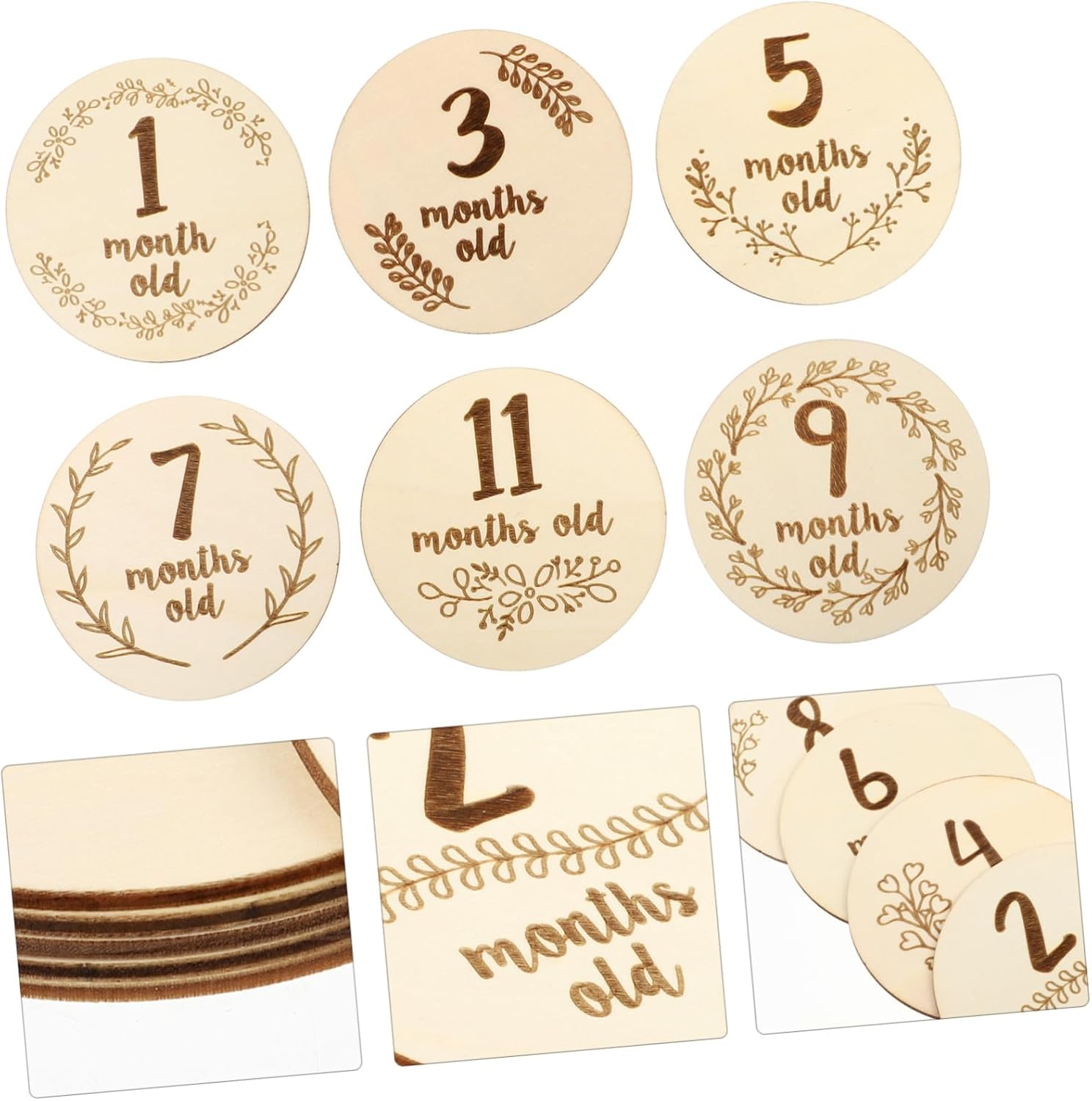 6Pcs Double-Sided Monthly Milestone Cards Chic Stylish Photo Props for Newborns Unique Designs with Safe Edges for Capturing Growth Milestones image number 1