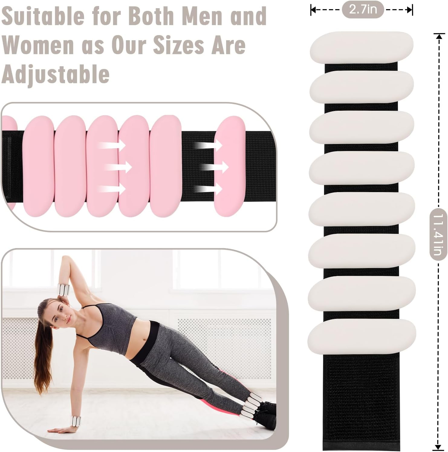 Wrist Weights - 1 Pair (1 Lb Each) | Adjustable Wearable Wrist Ankle Weights, Silicone Wrist Bangles Leg and Arm Weights for Women | Yoga, Dance, Pilates, Swimming, Walking and Gym - Black image number 5