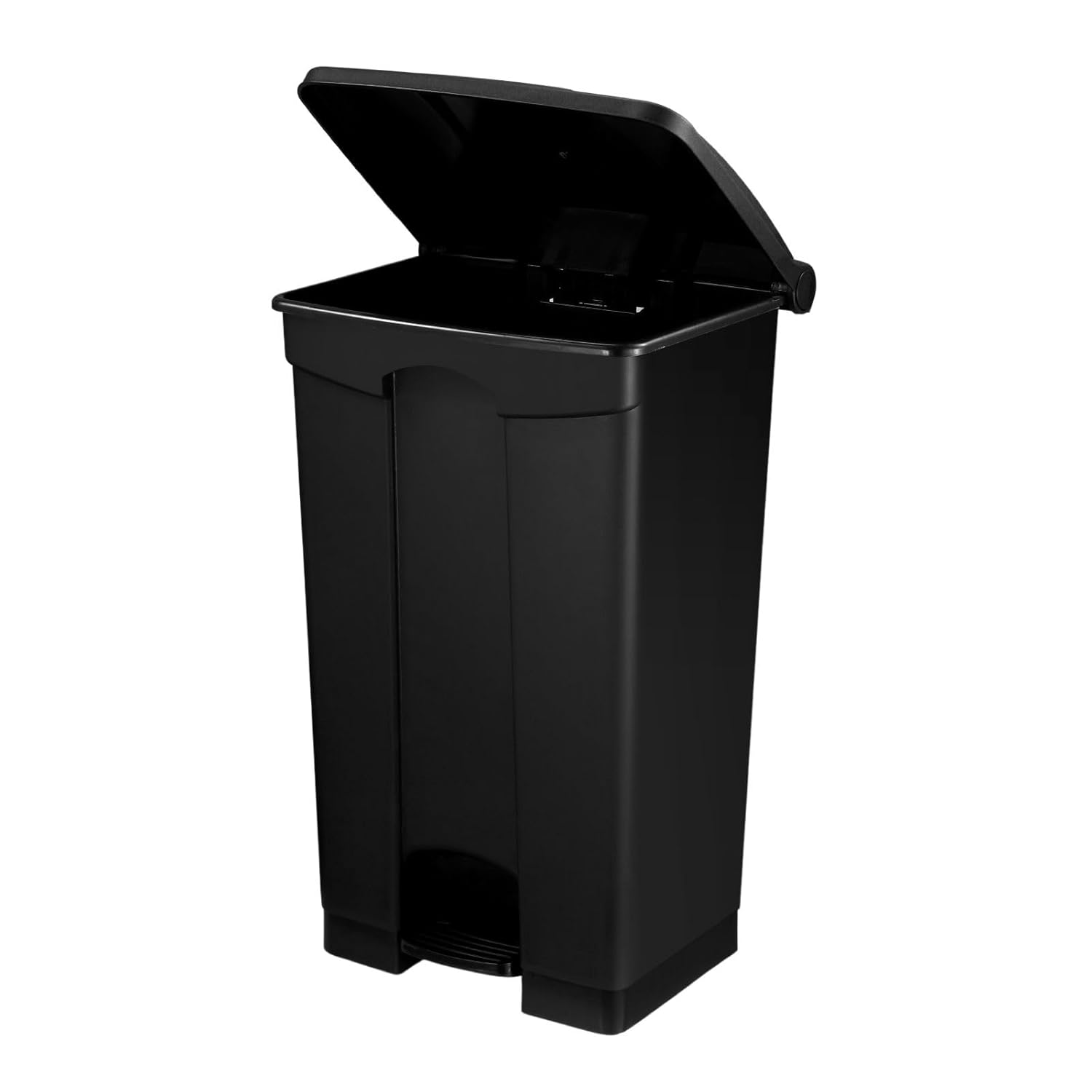 87L Plastic Rubbish Bin Foot Pedal Kitchen Trash Bin with Lid Mall Commercial Waste Bin Indoor Outdoor Large Dustbins Black 50X40X83Cm image number 5