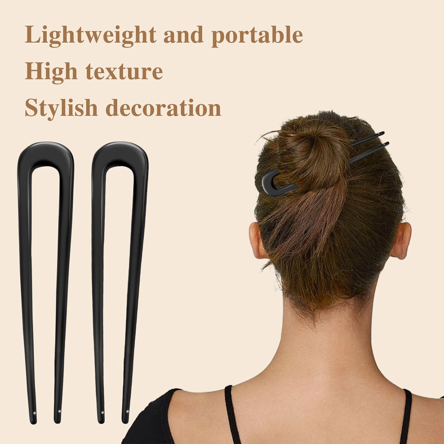 6 Pcs French Hair Pins, 3.9 Inch Metal U Shaped Hair Pins for Women and Girls, Vintage Black for Buns, Long and Thick Hair
