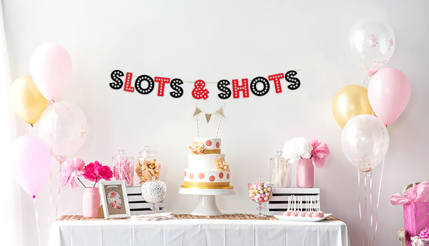 Casino Themed Glitter Banner &ndash; Las Vegas Birthday and Bachelorette Party Decorations &ndash; Poker Party Garland, Favors and Supplies image number 1