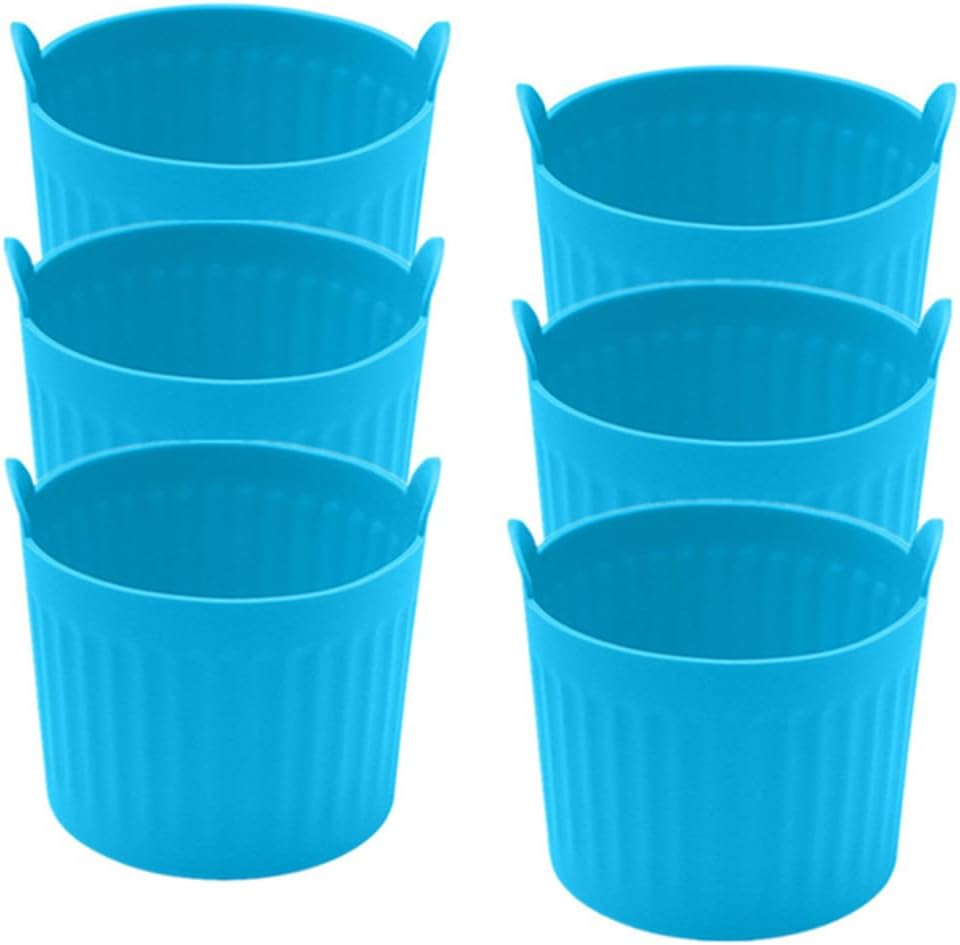 Silicone Cupcake Liners, Cuicanfla 6 Pcs Muffin Cases Easy Demould Cupcake Cases Egg Molds Egg Poacher for Air Fryer Reusable Muffin Tray Non-Stick Cup Cake Moulds Baking image number 3