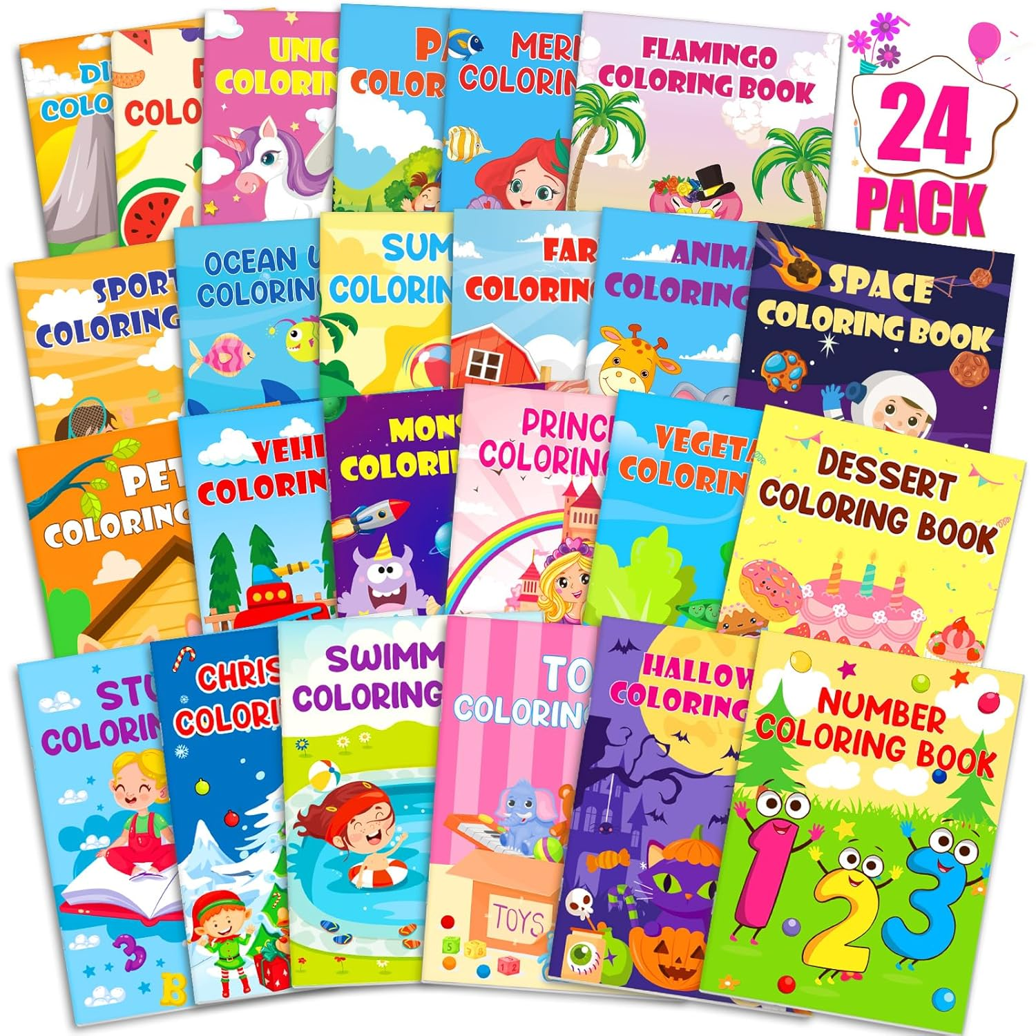 Lionoble 24 Pack Coloring Books for Kids Ages 4-8, Small Coloring Books for Kids Party Favors Bulk Birthday Gifts Goodie Bags Stuffers Classroom Activity Includes Animals Mermaid Dinosaur image number 6