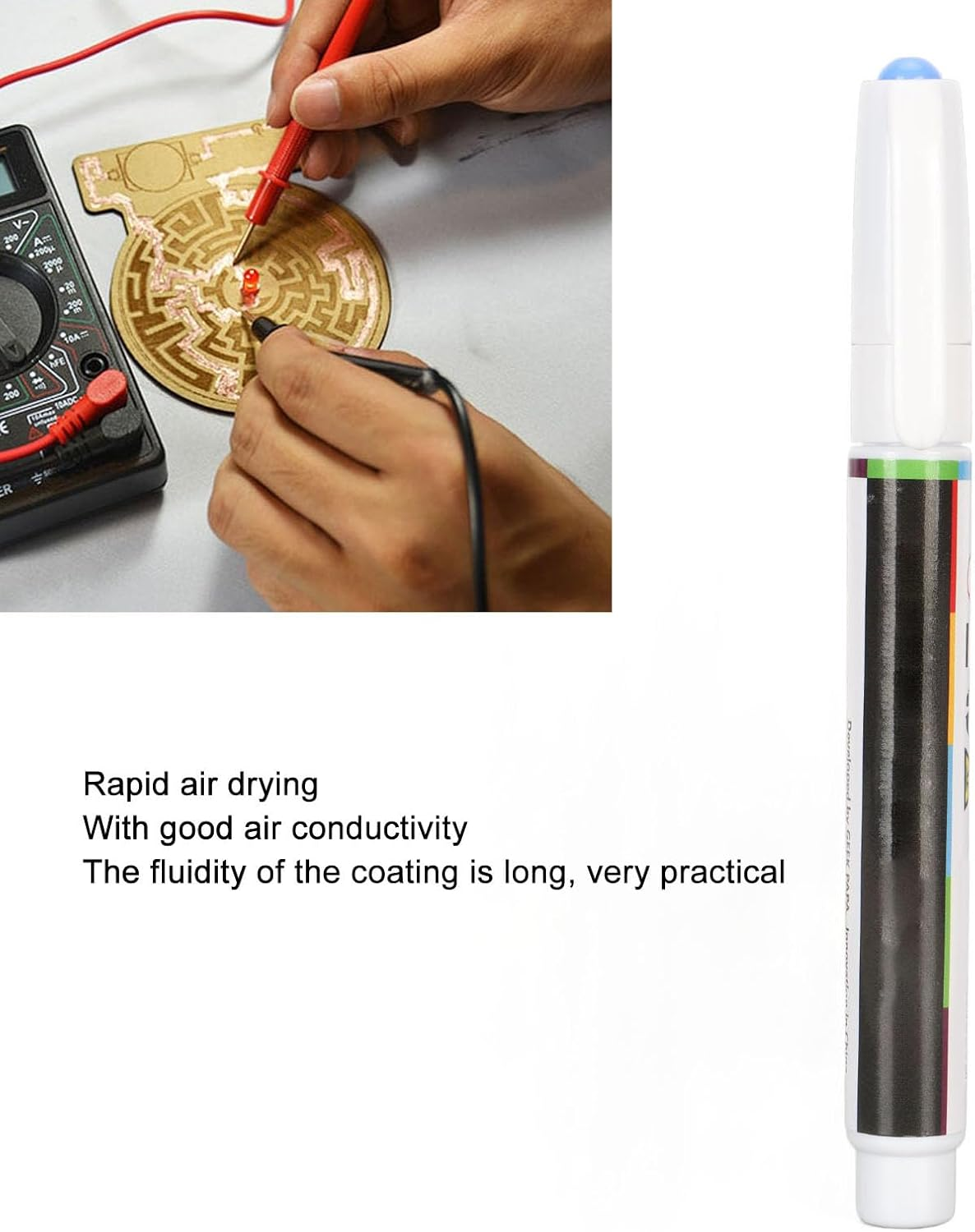 Conductive Ink Pen Experiment Pen 6ML, Durable Adhesion Circuit Repair Quick Drying Portable Conductive Pen for Science Experiment (Gold) image number 2