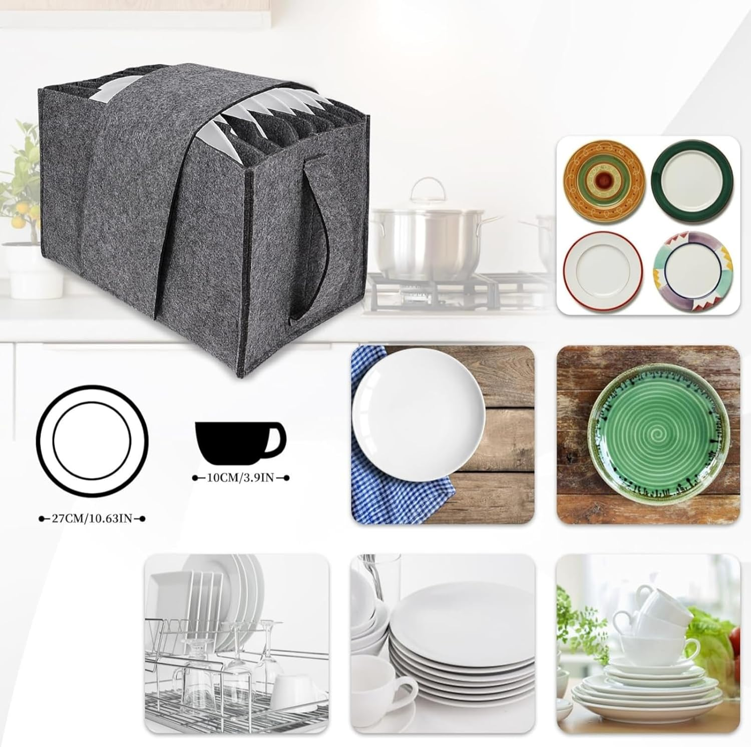 2Pcs Caravan Plate Holder Motorhome Organiser for Kitchen Cupboard Campervan Storage Ideas with Rack, Cup Holder, Collapsible Camping Kitchen Unit for Camping Cupboard Container image number 3