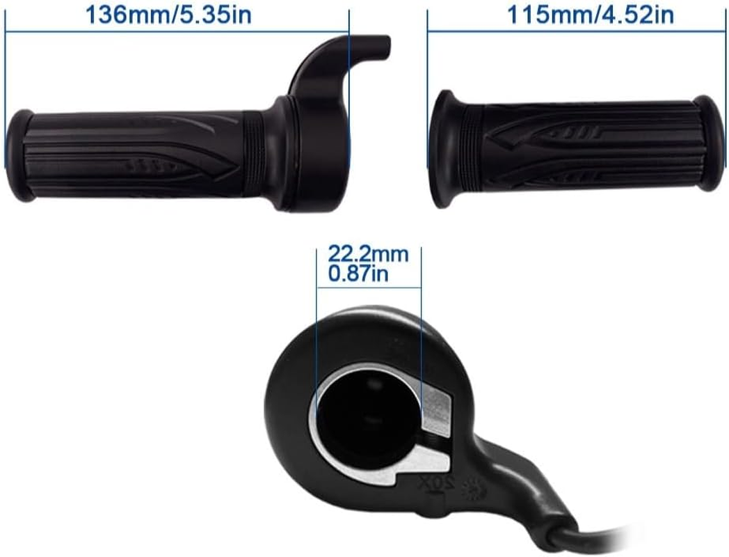 Poemtian Electric Bike Speed Throttle, E-Bike Twist Throttle, 12V to 72V Throttle Handle Grip, Easy to Install and Remove Electric Scooter Twist Speed Throttle for 22.2Mm Handlebar image number 2