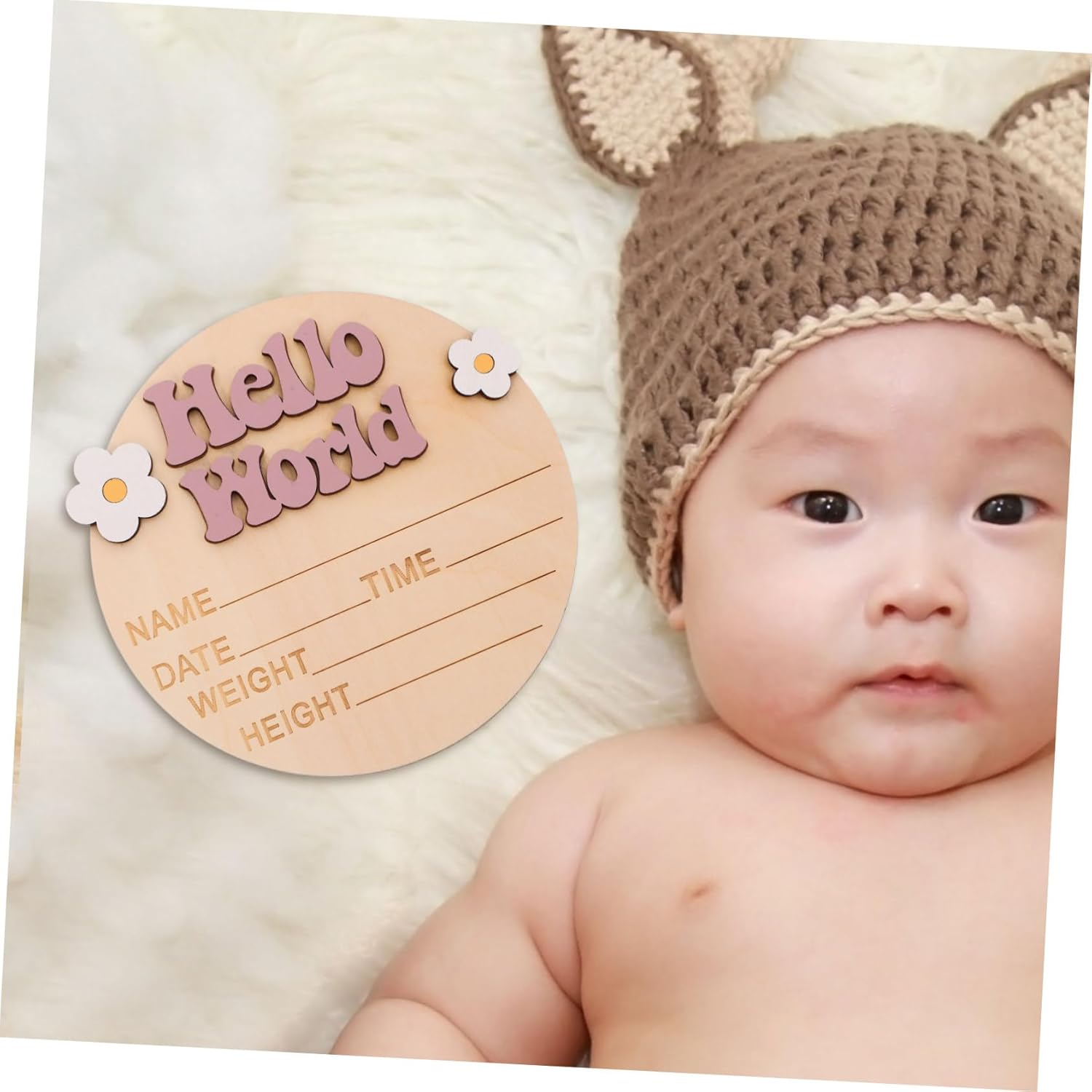 INOOMP Wood Baby Name Sign and Birth Announcement Sign for Newborns Rustic Nursery Decor Flower Detail for and Nursery Display - Multi image number 3