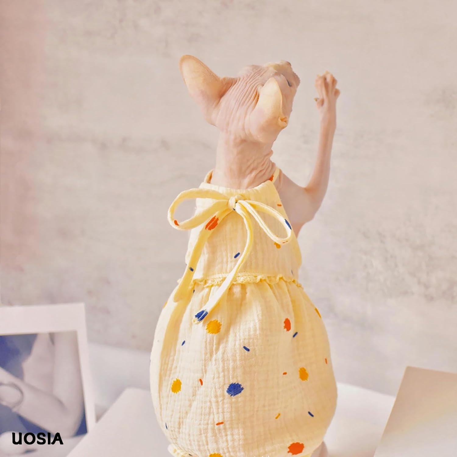 UOSIA Sphynx Cat Clothes for Cats Only Cute Cat Apparel Cotton Hairless Cats Shirt Summer Breathable Cat T-Shirts Kitten Vest Skirt for Girl Cats Small Dogs image number 4