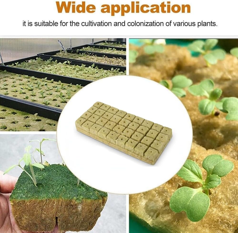 Poemtian 36Pcs Rockwool Grow Cubes 1.2 * 1.2 * 1.5 Inch Rock Wool Hydroponic Grow Media Soilless Culture Substrate for Vigorous Plant Growth image number 2